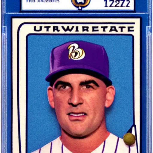 Image similar to Grimace rookie baseball card for the Milwaukee Brewers