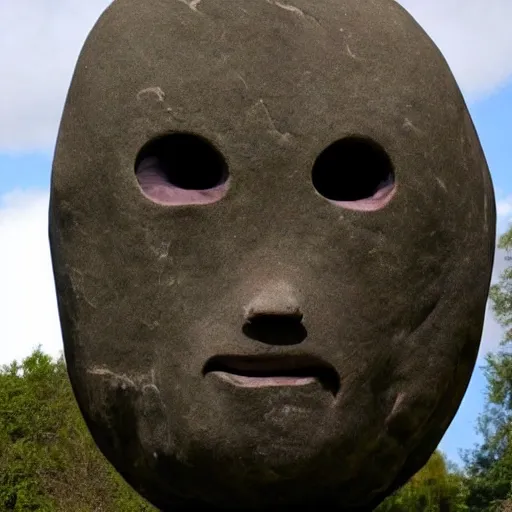 Image similar to humanoid rock, anthropomorphic stone being, stone alien, huge person that isn't human