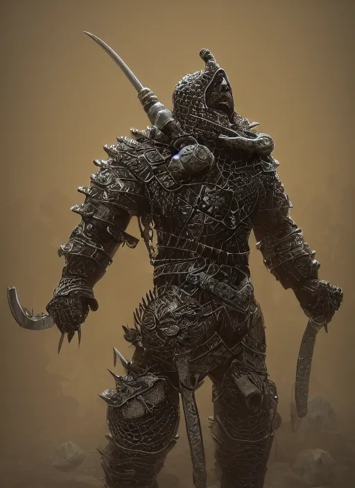 Image similar to а fantasy Proto-Slavic mythology, zombie in chain mail armor inspired blizzard games, full body, detailed and realistic, 4k, trending on artstation, octane render