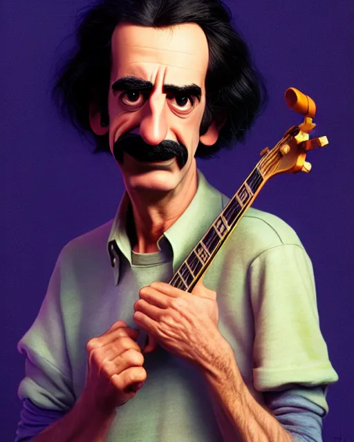 Image similar to disney pixar portrait 8 k photo of frank zappa : : by weta, greg rutkowski, wlop, ilya kuvshinov, rossdraws, artgerm, annie leibovitz, rave, unreal engine, alphonse mucha : :