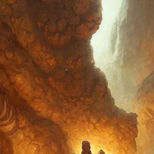 Prompt: A portrait of a magma golem inside a cave, art by greg rutkowski, matte painting, trending on artstation, very detailed