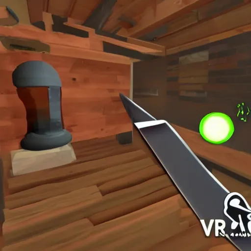 Prompt: vr game slice objects with an axe