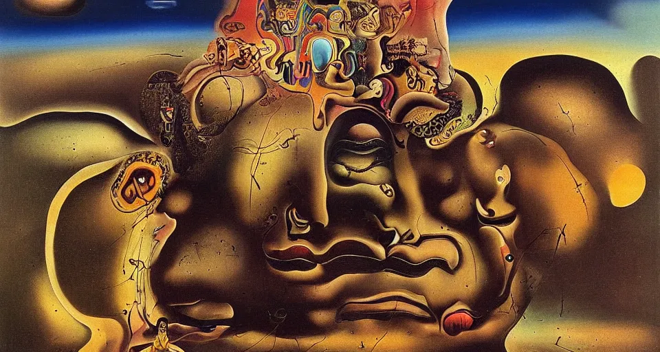 Image similar to Laughing buddha at the edge of the multiverse by Salvador Dali, highly detailed, surreal