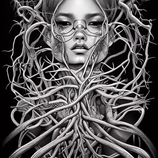 Image similar to digital art, intricate veins and roots by James Jean and by artgerm , ultradetailed, trending on artstation,