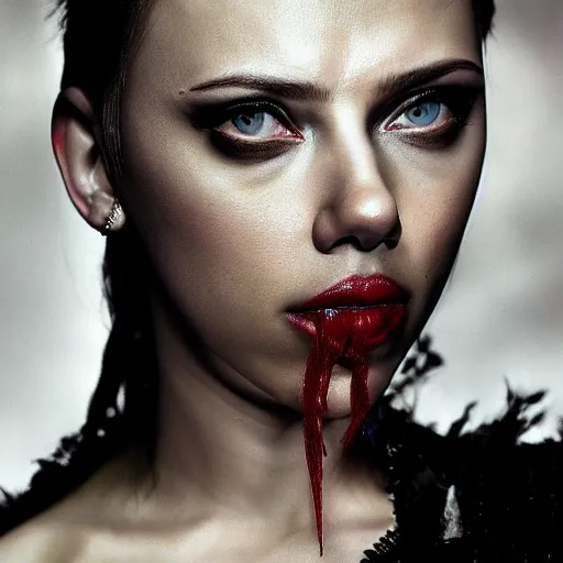 Image similar to photograph of scarlett johansson as a succubus taken by gregsdiary oxana gromova, fess : : high resolution
