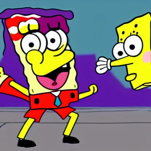 Prompt: Spongebob Squarepants in a fight with Squidward, in the style of Mortal Combat