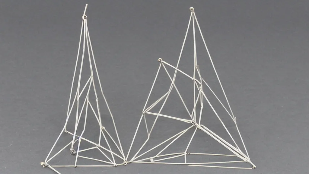 Prompt: wire - frame model astute campanile triangle ( s )