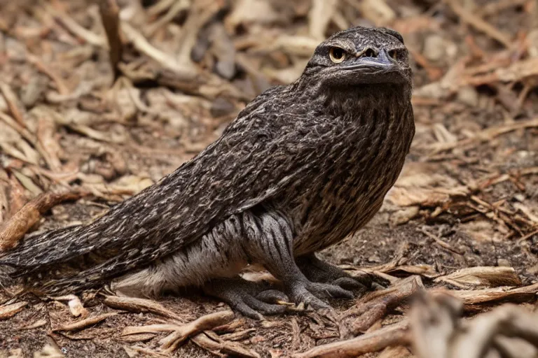 Image similar to ! human nightjar werecreature, photograph captured at woodland creek