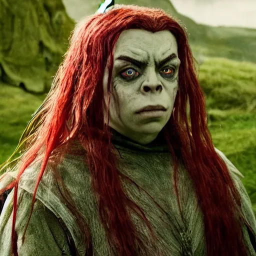 Prompt: billie eilish as an orc in lord of the rings 4 k