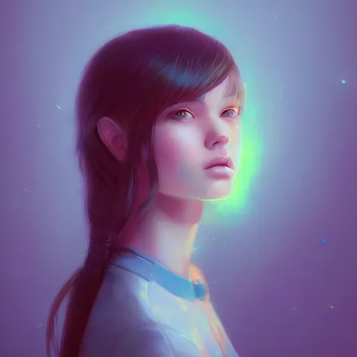 Image similar to portrait of teen girl, art by Ross tran, vivid color palette, digital painting, 3D, octane render, post process in Photoshop, highly detailed