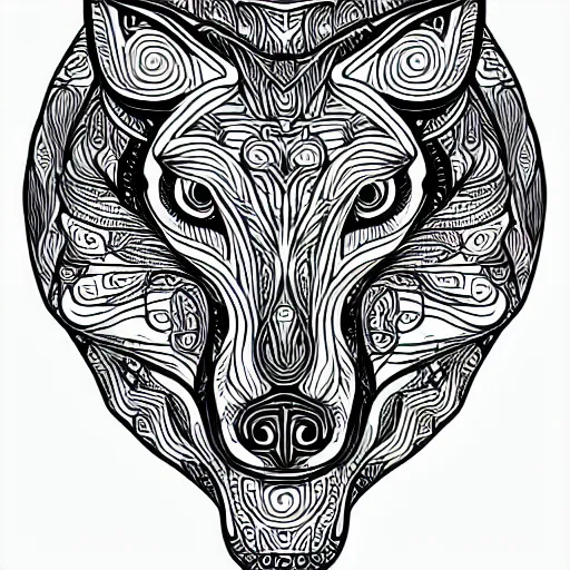 Image similar to full-body sideways wolf template base, digital line-art, simple, coloring book style, black and white, high quality, HD, 8K