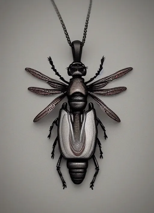 Prompt: concept art of small insect pendant, fantasy illustration, trending on artstation, symmetry