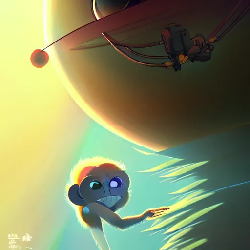 Image similar to monkey's planet, artstation, cartoon, elegant, highly detailed, digital painting, concept art, smooth, sharp focus, illustration, art by studio ghibli