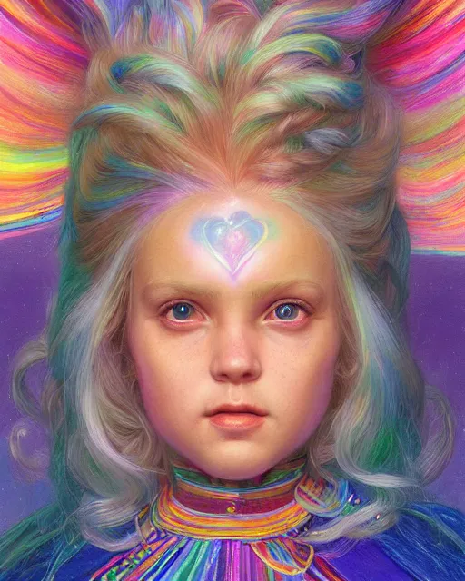 Image similar to rainbow brite portrait | highly detailed | very intricate | symmetrical | whimsical and magical | soft cinematic lighting | award - winning | closeup portrait | doll | painted by donato giancola and mandy jurgens and ross tran | pastel color palette | featured on artstation