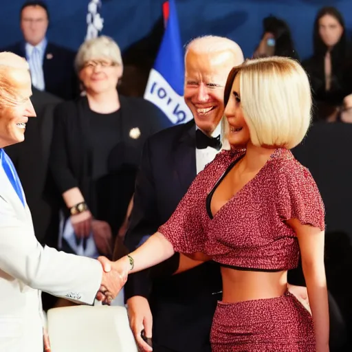 Image similar to Joe Biden and Kim Kardashian shaking hands