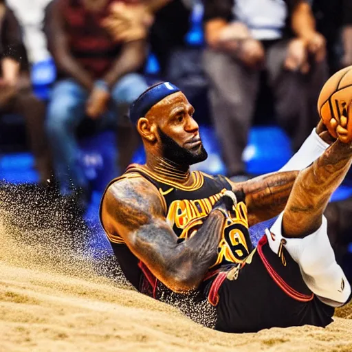 Image similar to lebron james eating sand