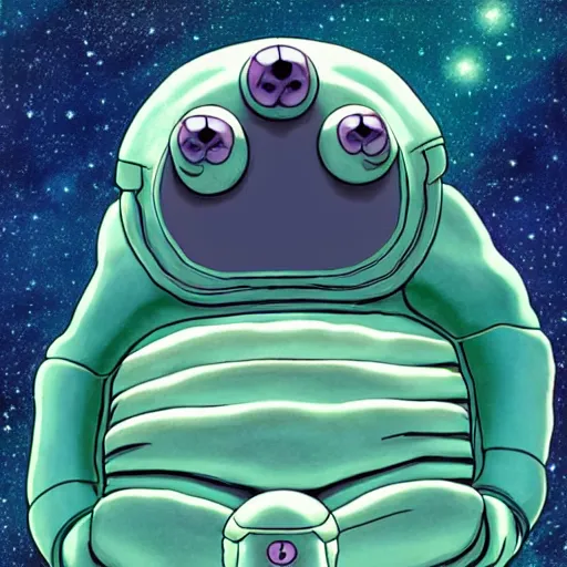 Image similar to the alien cosmic tardigrade that awaits you at the end of all of space and time, by studio ghibli