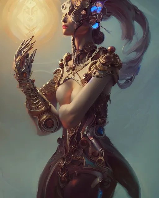Prompt: portrait of a beautiful cybernetic empress, by pete mohrbacher and artgerm and wlop, digital art, highly detailed, intricate, fantasy, mystical, sharp focus, Trending on Artstation HQ, deviantart, unreal engine 5, 4K UHD image
