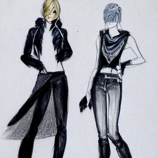 Prompt: fashion sketches from the year 3 0 0 0