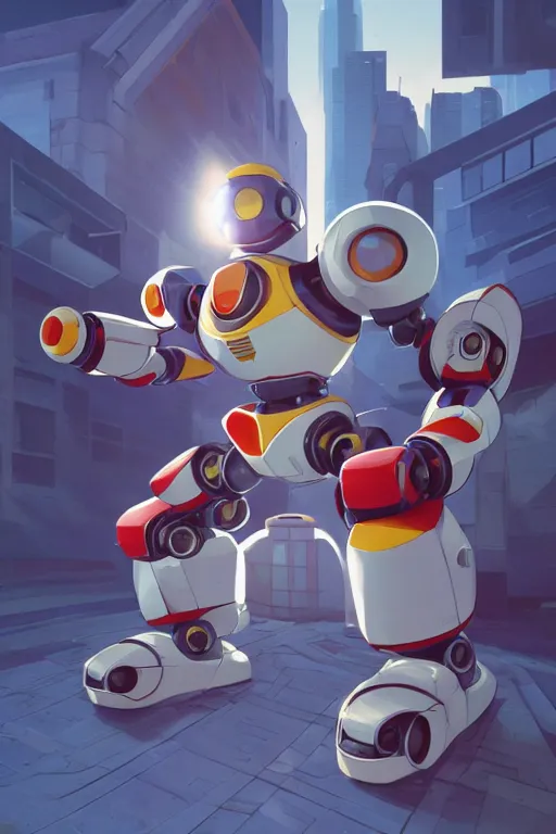 Image similar to metabots medabots medarotto medarot robot minimalist comics, behance hd by jesper ejsing, by rhads, makoto shinkai and lois van baarle, ilya kuvshinov, rossdraws global illumination ray tracing hdr radiating a glowing aura