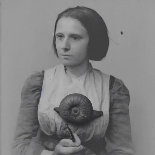 Image similar to studio photograph of real snail woman