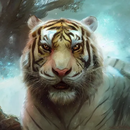 Image similar to a beautfiul award winning aesthetic commission of an antrho albino tiger wearing golden victorian aemour,digital art,art by greg rutkowski,character design by charles bowater,ross tran,photorealistic,detailed face,hyperdetailed,western comic,2021,artstation,deviantart,western comic style