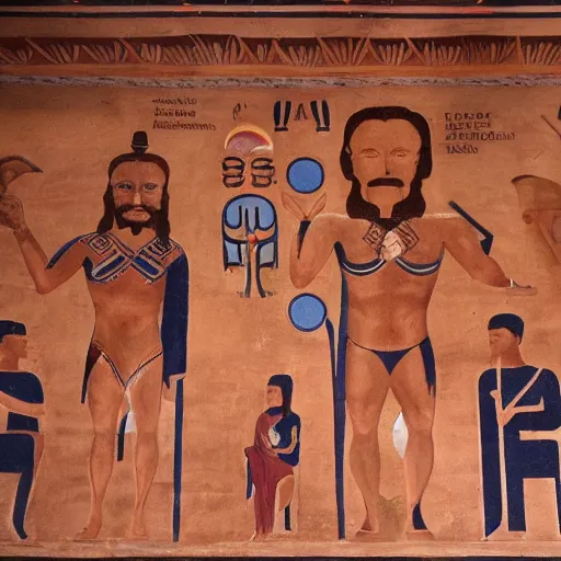 Image similar to elon musk as sumerian mural