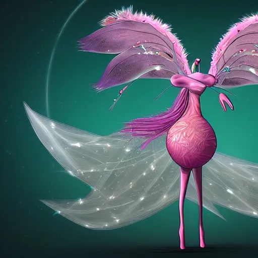 Prompt: molecular ostrich fairy, digital art