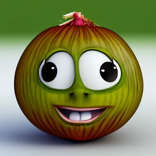 Image similar to onion. very sad face. big sad eyes. sad lips. crying. big tears. cartoon, 3 d render