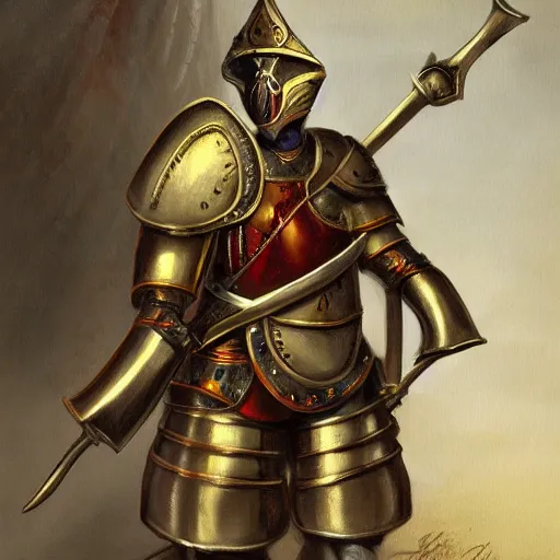 Image similar to a mouse wearing a conquistador's suit of armor and sword, fantasy, concept art, portrait, Renaissance, oil painting, Baroque