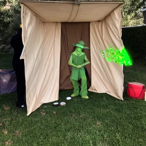 Prompt: Yoda using the force to put together a sukkah, sukkot, shelter