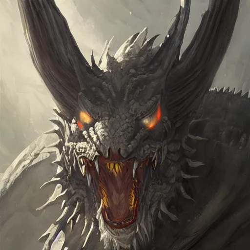 Prompt: a portrait of a grey old , dragon!, dragon!, dragon!, dragon!, dragon!,dragon!, dragon!, dragon!, dragon!, dragon!,dragon!, spiral horns!, dragon!, dragon!, dragon!, werewolf,dragon! man, epic fantasy art by Greg Rutkowski