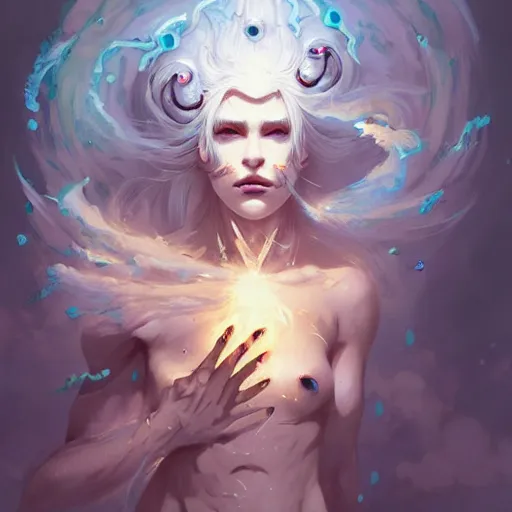 Image similar to god covered in bleach, with rhinestone eyes, covered in paralytic dreams, future pixels, illustration trending on artstation, anime. by peter mohrbacher and artgerm and greg rutkowski and studio trigger and ilya kuvshinov. high quality, stunning, intricate detailed character. 8 k