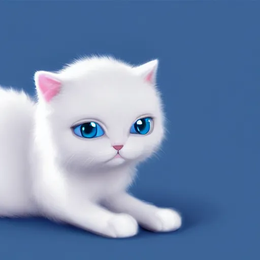 Image similar to cute kitty as a cloud, fluffy, white fur, blue eyes, pixar, concept art, digital art, painting