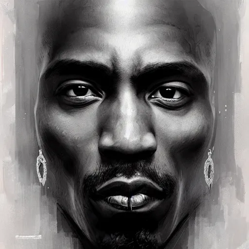 Image similar to tupac shakur, dim light, front game card, marvel comics, dark, intricate, highly detailed, smooth, artstation, digital illustration by ruan jia and mandy jurgens and artgerm and wayne barlowe and greg rutkowski and zdislaw beksinski