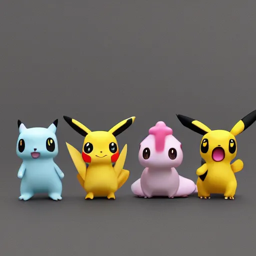 Image similar to pokemon cutie stuffed animal friends, unreal ungine 5, octane render, cinema 4 d