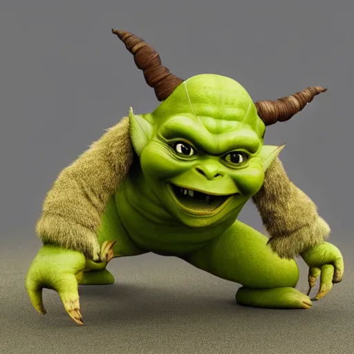 Image similar to emma watson godzilla yoda donkey kong pikachu yeti shrek spongebob homer groot, highly detailed, extremely high quality, hd, 4 k, 8 k, professional photographer, 4 0 mp, lifelike, top - rated, award winning, realistic, detailed lighting, detailed shadows, sharp, no blur, edited, corrected, trending