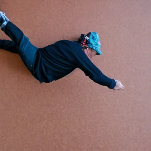 Prompt: pov of falling man, sleeves showing