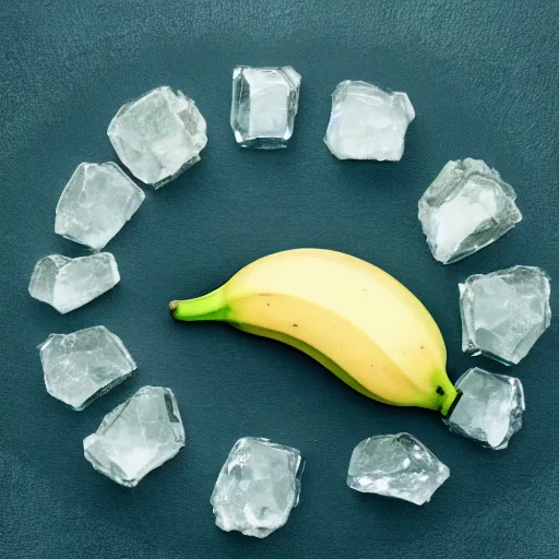 Prompt: A banana made of crystal.