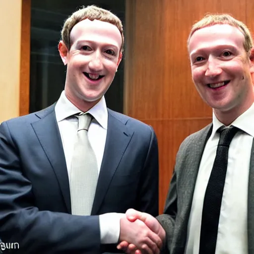 Prompt: mark zuckerberg shaking hands with the most evil man in the universe - w 1 0 8 8