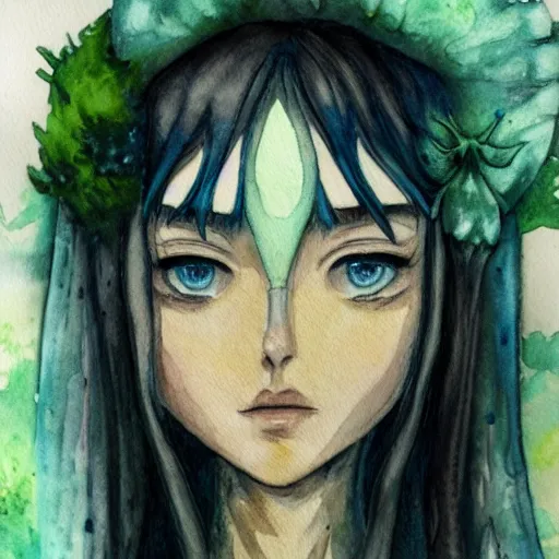 Image similar to A watercolor portrait of an archfey, 4k, in the style of Berserk, trending on artstation, tasteful, bokeh, hyperrealistic, highly detailed, good proportions
