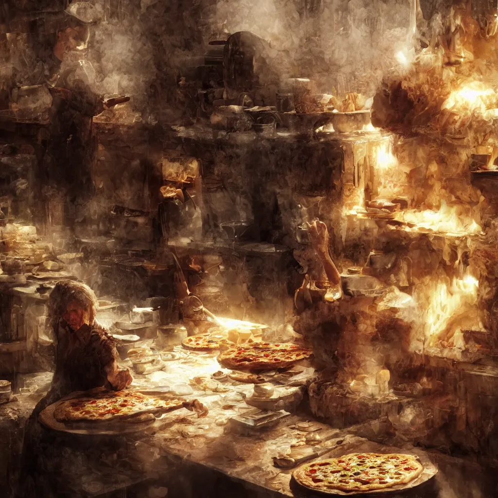 Prompt: nick cave baking pizza, intricate, elegant, volumetric lighting, scenery, digital painting, highly detailed, artstation, sharp focus, illustration, concept art, ruan jia, steve mccurry