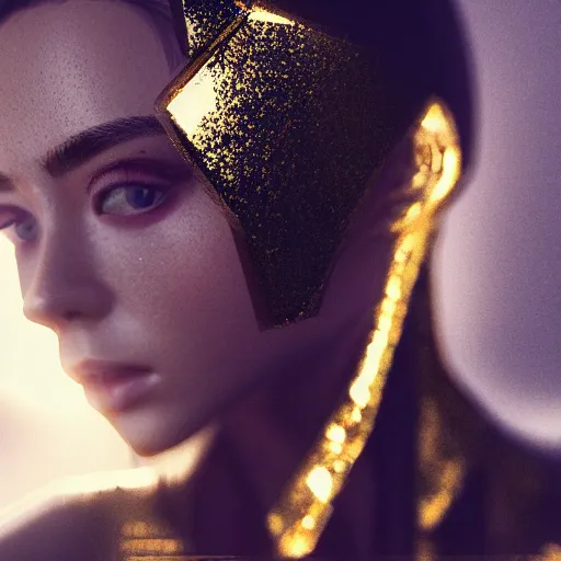 Prompt: tilt shift huge light intricate reflection diffraction marble gold obsidian preraffaellite portrait photography cut, octane, artstation render 8 k neon