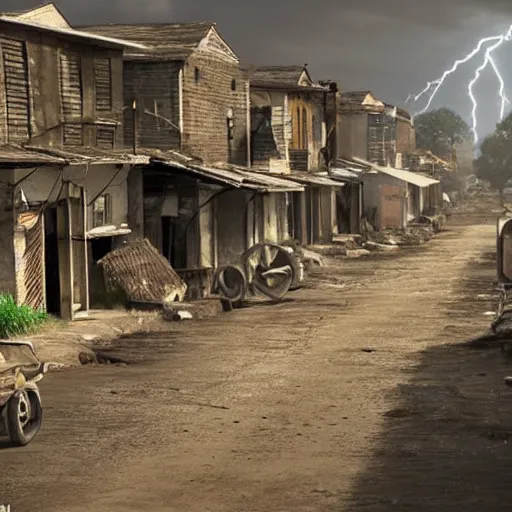 Image similar to antareth city poor areas - a photorealisic, cinematic, lightning shadow, responsive, cgi, very details