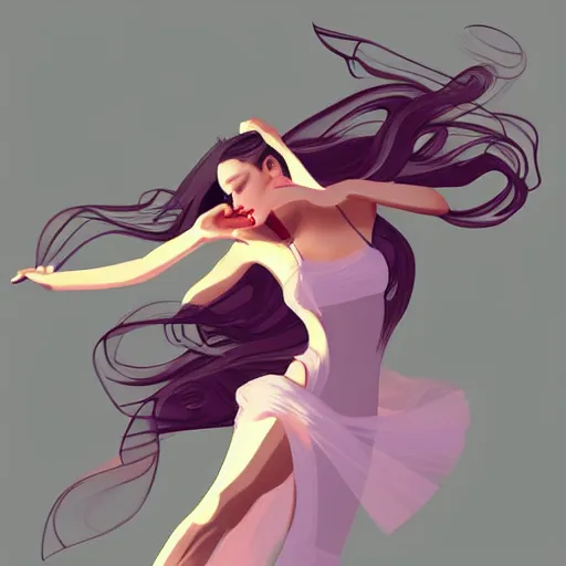 Image similar to a vector illustration of a beautiful woman dancing by bayard wu, complex shading, highly detailed, adobe illustrator, digital art, trending on artstation