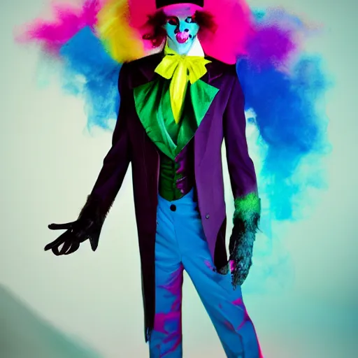 Image similar to grim-hatter, professional photoshoot, neochrome acid colors