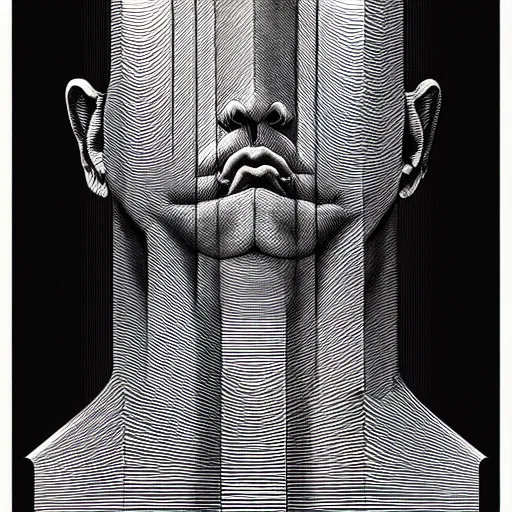 Prompt: grainy spray effect super conceptual figurative post - morden monumental figurative portrait made by escher and piranesi, highly conceptual figurative art, intricate detailed illustration, illustration sharp geometrical detail, vector sharp graphic, controversial, manga 1 9 9 0