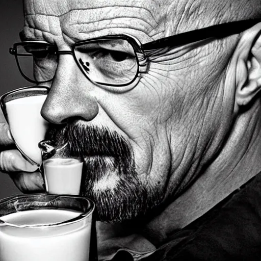 Image similar to walter white drinking milk