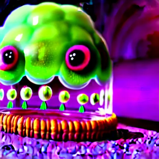 Image similar to jelly monster in the fridge, realistic, intricate details, highly details, photorealistic, octane render, 8 k, unreal engine.