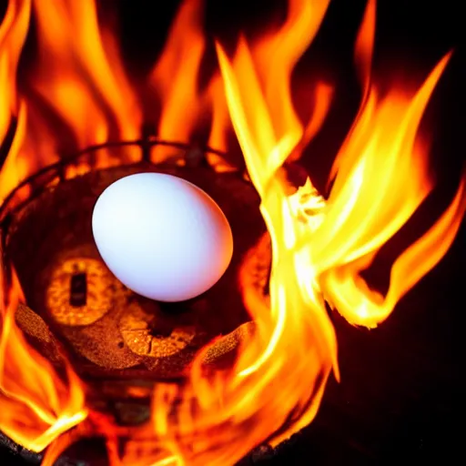 Prompt: egg on fire
